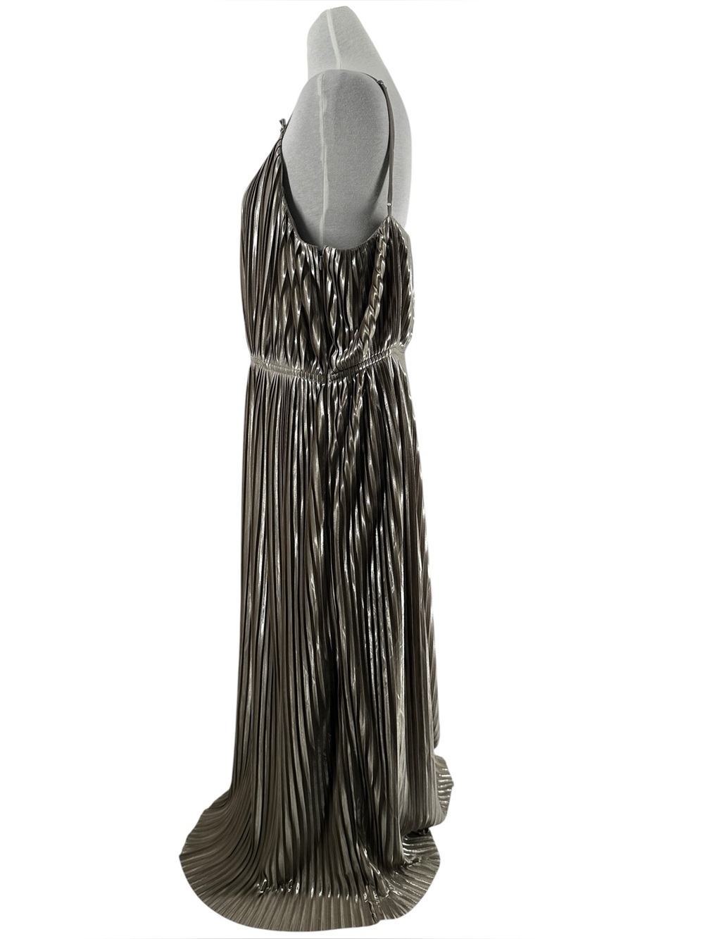 Banana Republic dress Metallic Pleated High Neck Strap Fit & Flare holiday sz 14 - Picture 5 of 12